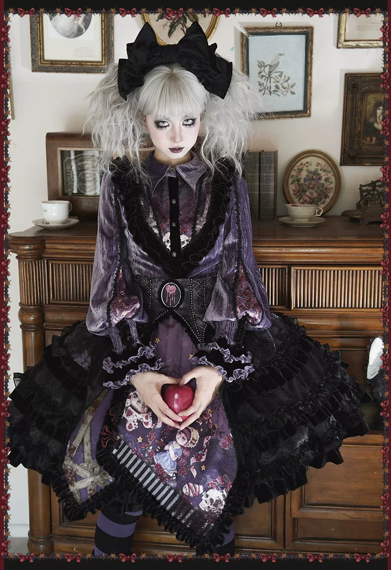 Werewolf Slayer - Gothic Lolita Shirt & Suspender SK Dress Set, Tiered Skirt 44541:811999