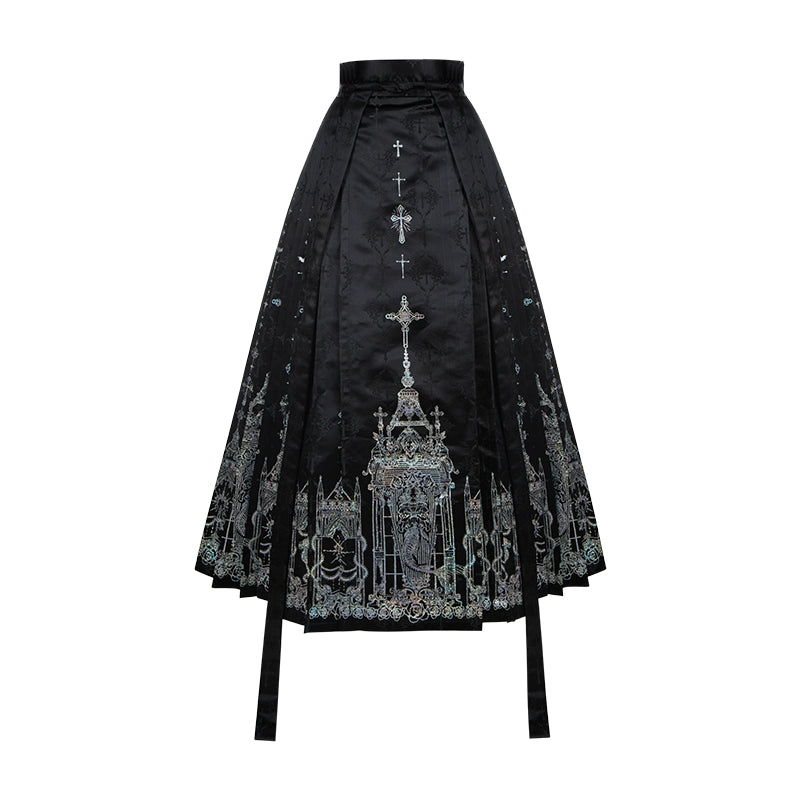 With PUJI - Letter and Poetry · Raven's Night Song - Oriental Aesthetics Gothic Lolita Dress Set 43907:788843