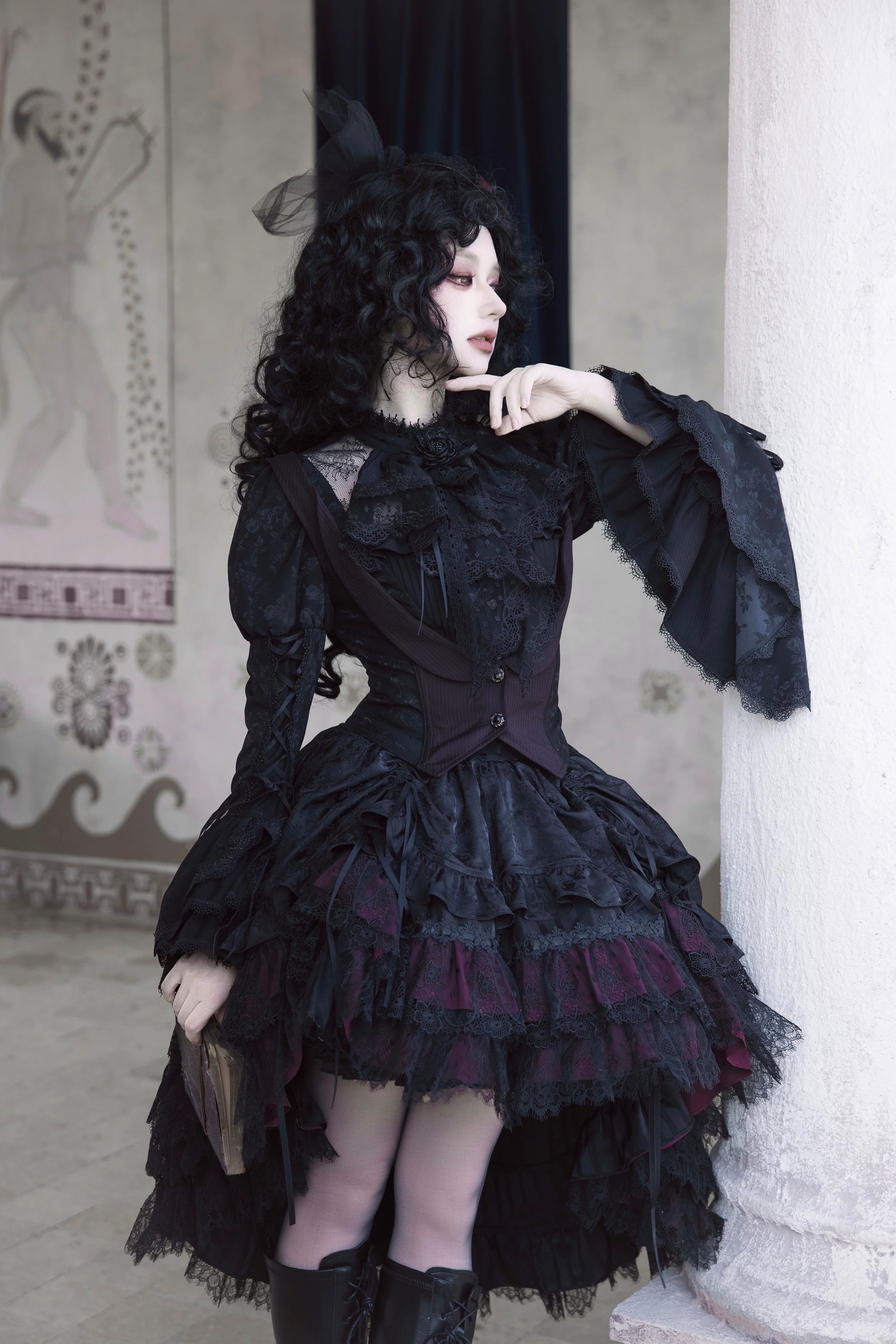 Victoria's Praise - Gorgeous Gothic Lolita Blouse & High-low Hem Skirt 44898:828074