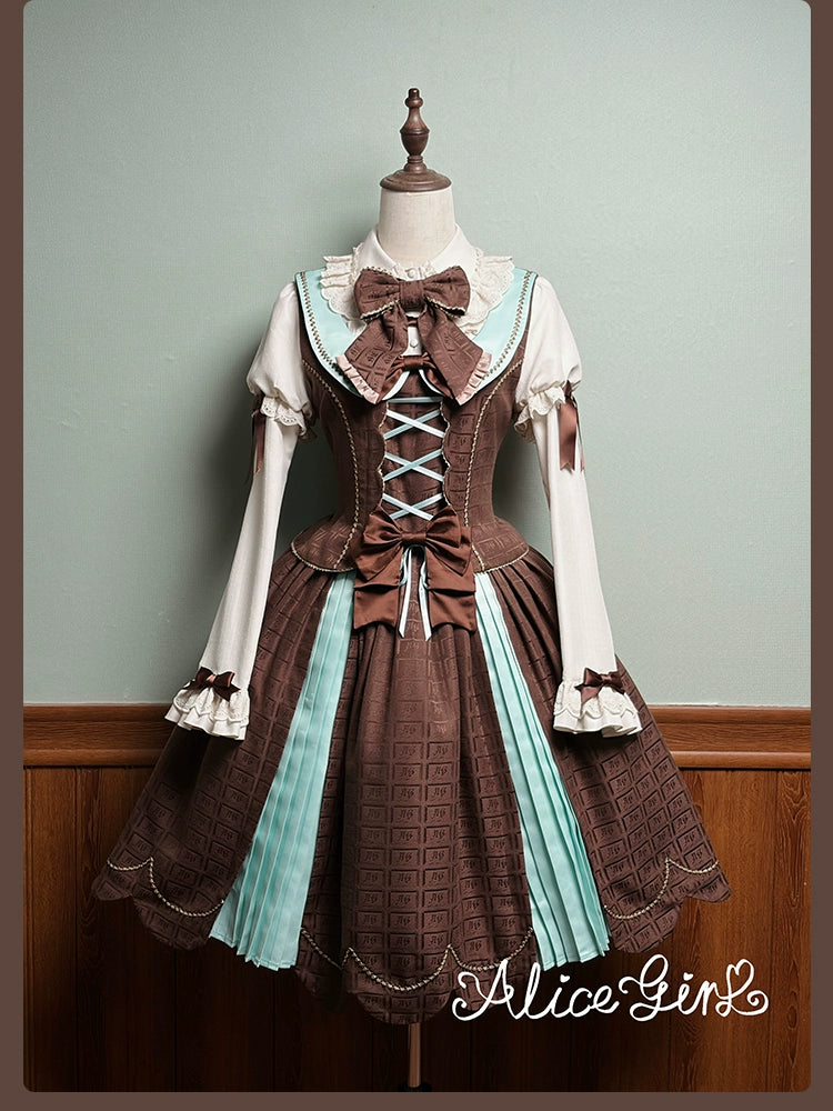 Alice Girl - Bear Chocolate Slab - Classic Lolita Slim Fit JSK & SK Dress 44309:804369
