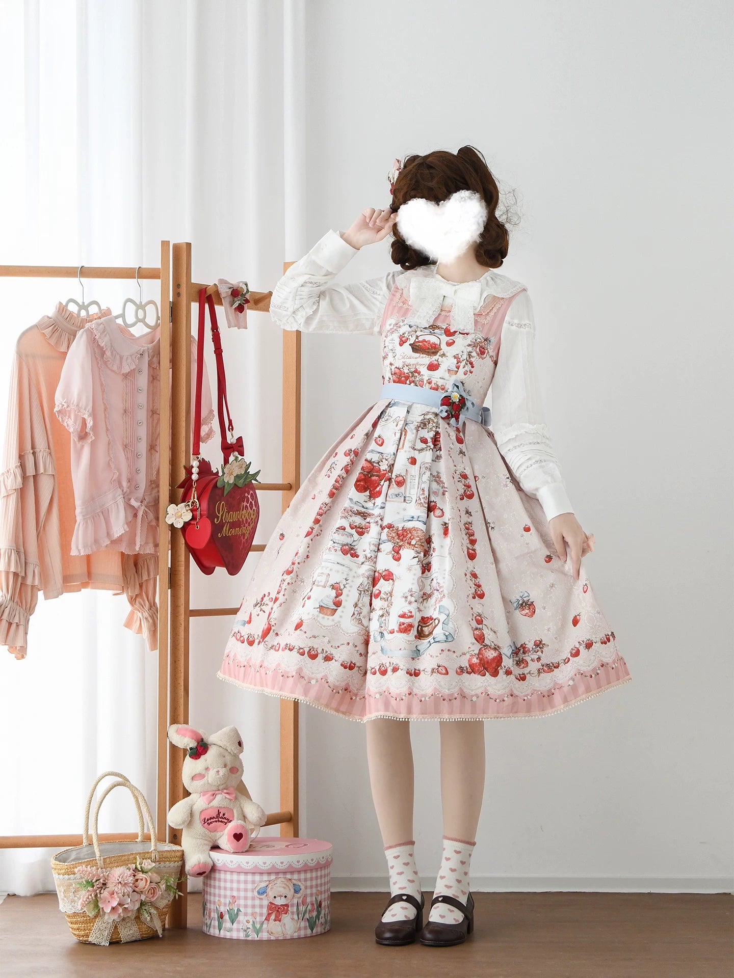Strawberry Manor - Printed Sweet Lolita JSK Dress, Box Pleats 45025:832857