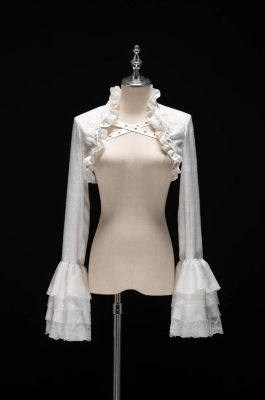 Forest Fluorescent Carps - Omega Wedding Gothic Ouji Lolita White Suit Princess sleeves bolero S