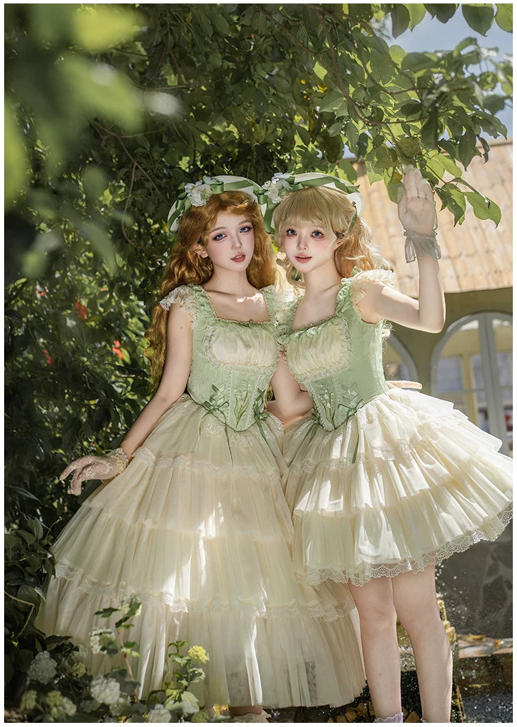 Lily of the Valley Whisper - Embroidered Classic Lolita Corset JSK Dress