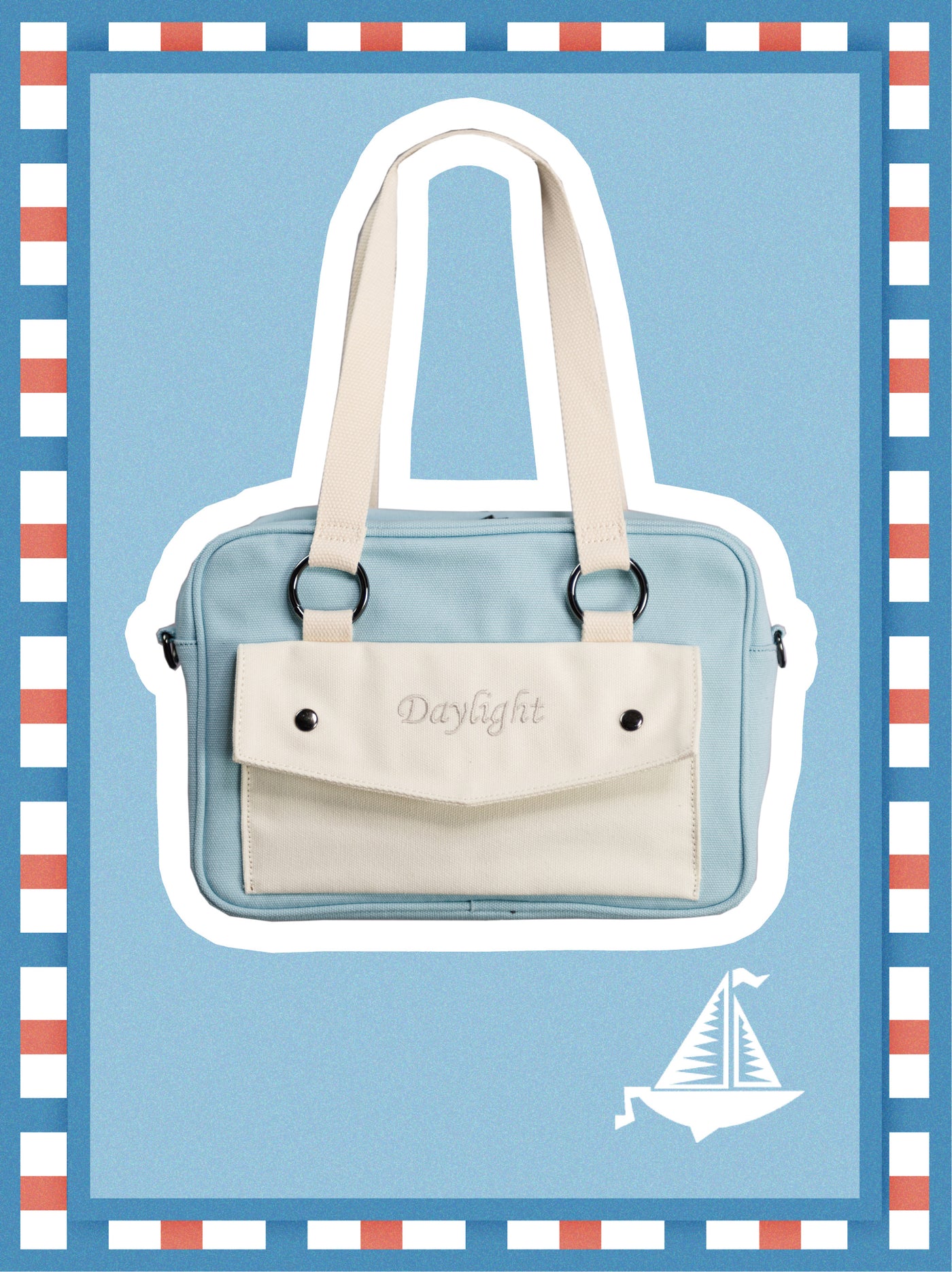 Daylight~Casual Lolita Canvas Bag Multicolor blue-white  