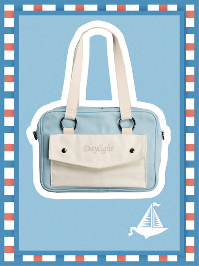 Daylight~Casual Lolita Canvas Bag Multicolor blue-white  