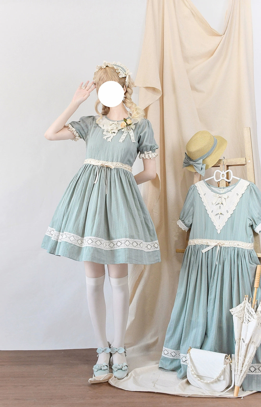Miss Point~Customized Elegant Lolita OP Dress Cute Daily Girl Short Lolita Dress