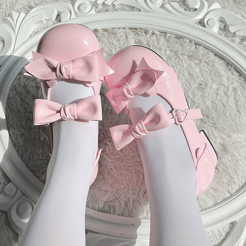 Beauty Bunny~Kawaii Lolita Shoes Low Heels Round Toe PU Shoes 34 Pink (34 35 36 37 38 39 40 / Pink) 36074:509138