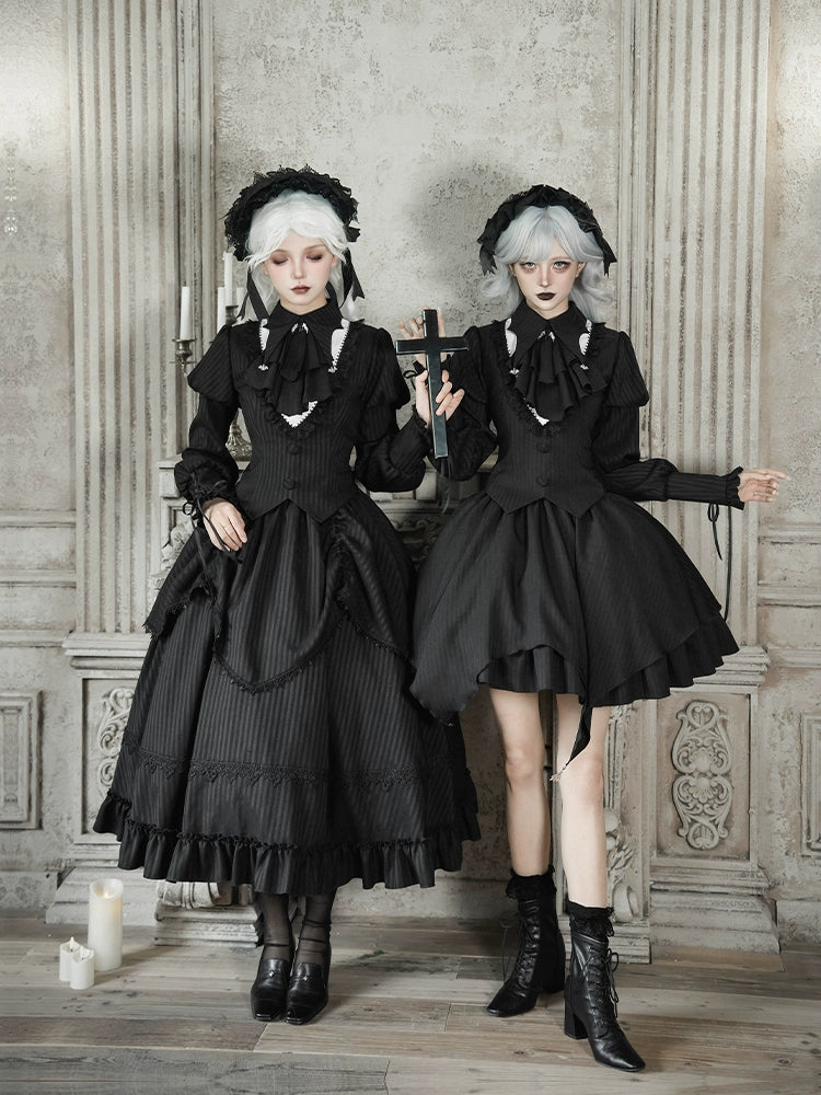 With PUJI - Night Talk - Gothic Lolita Skirt Dress Set, Batwing-shaped Accents 44188:797675