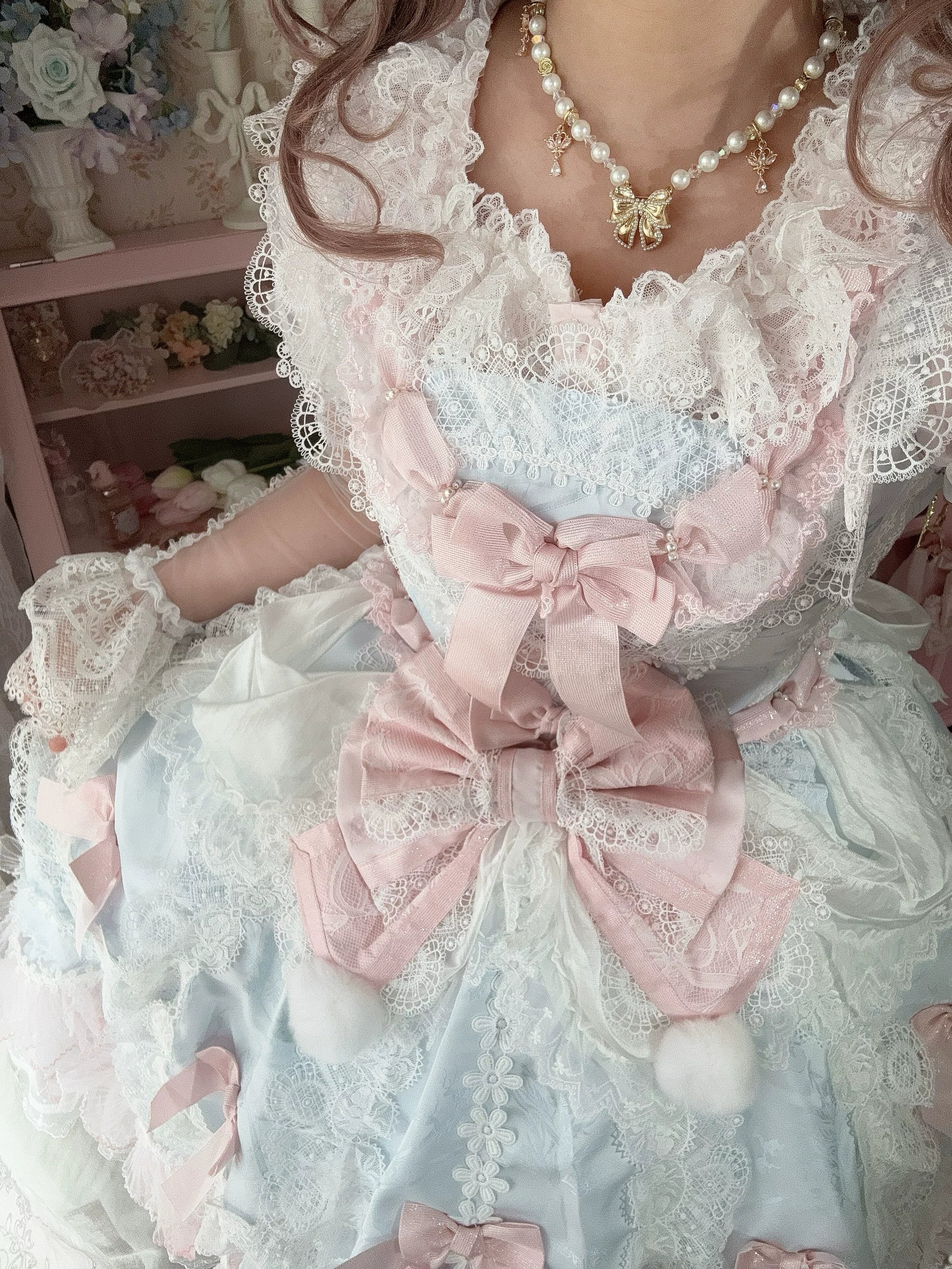 Frosted Starlight - Old School Lolita Blouse, Detachable Sheer Sleeves 44613:814449