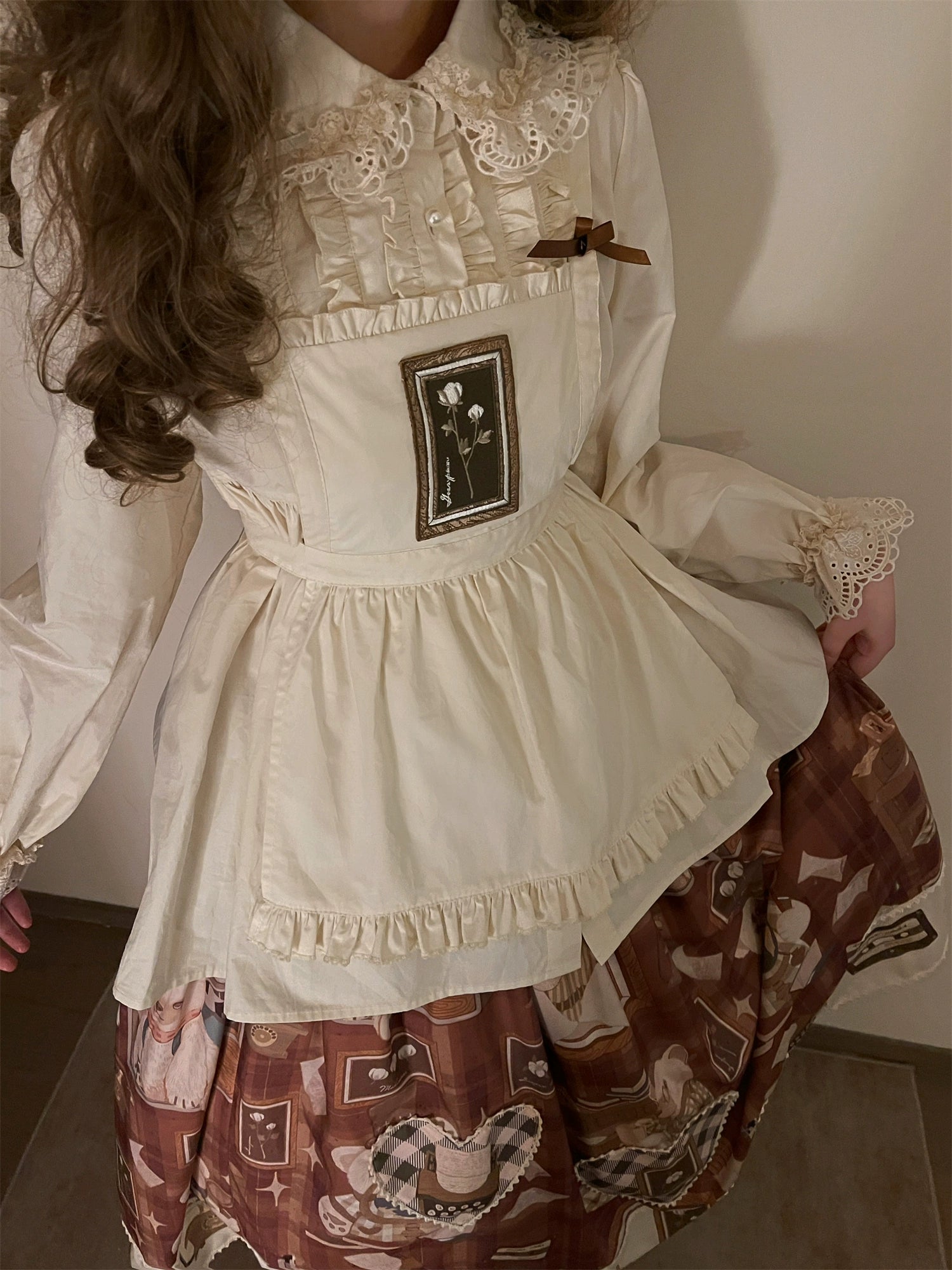 Babyblue~Gretel Bear~Vintage Lolita Dress Teddy Bear Prints Dress S Brown SK only (L M S XL) 33574:430574