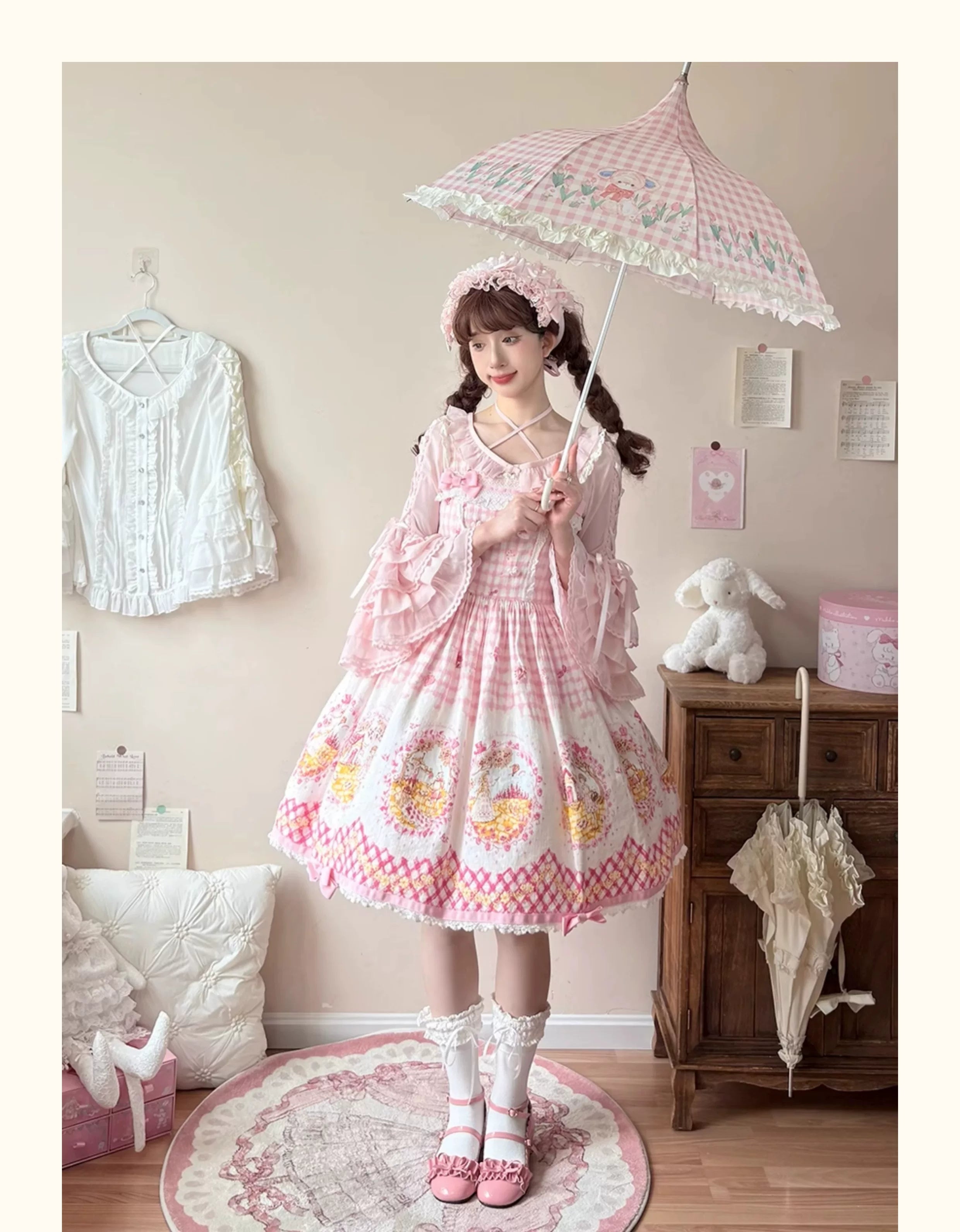 Sleeping Curse - Sweet Lolita Hime Sleeve Halter-neck Blouse