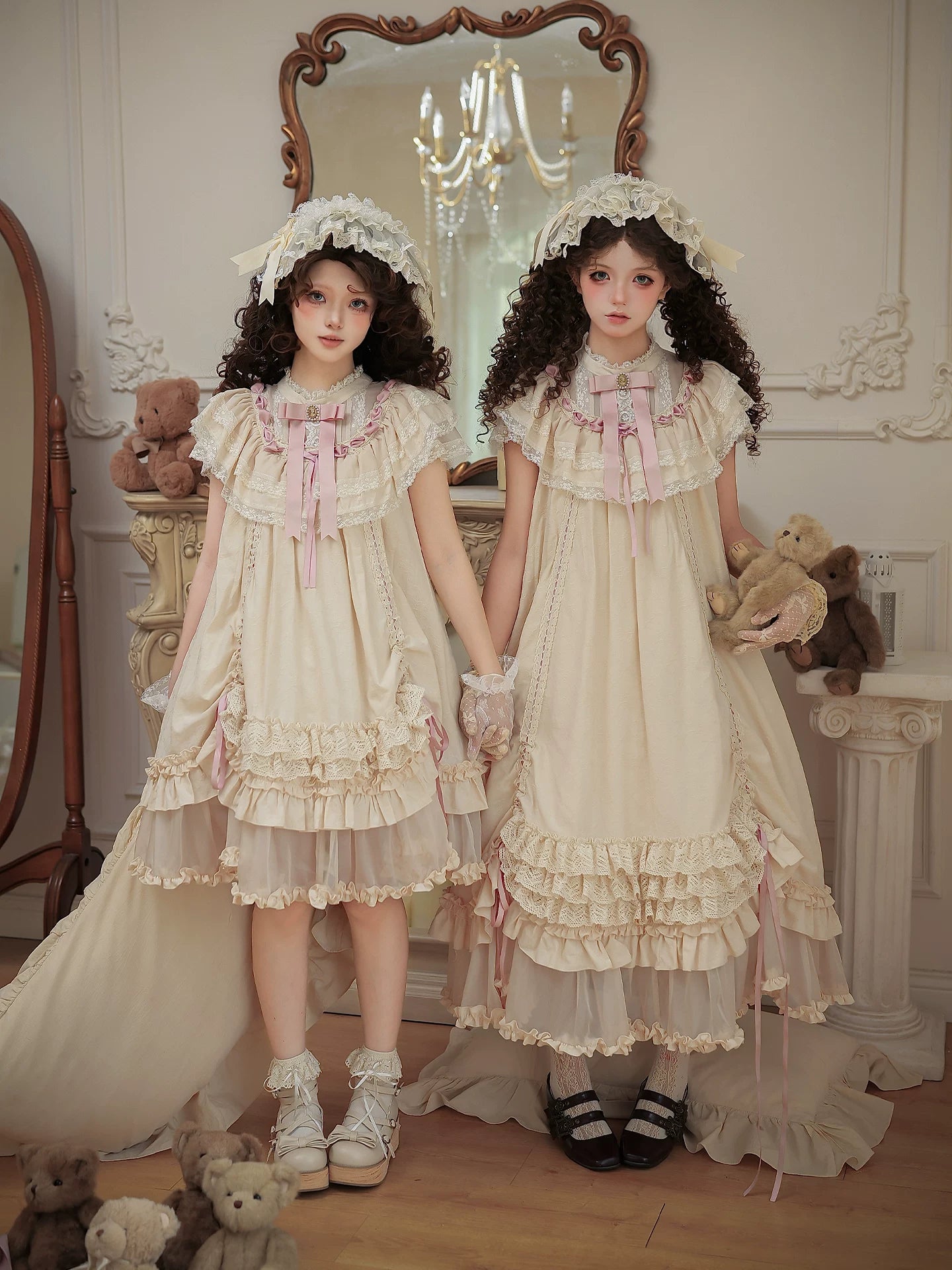Lily's Dream - Cotton Lining Classic Lolita OP, Drawstring Liftable Hem 45539:854788