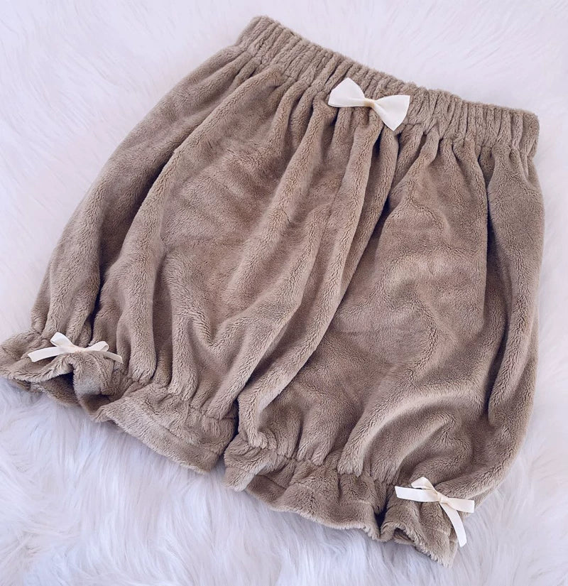 Winter Kawaii Lolita Plush Bloomers, Fleece-lined 46083:874256