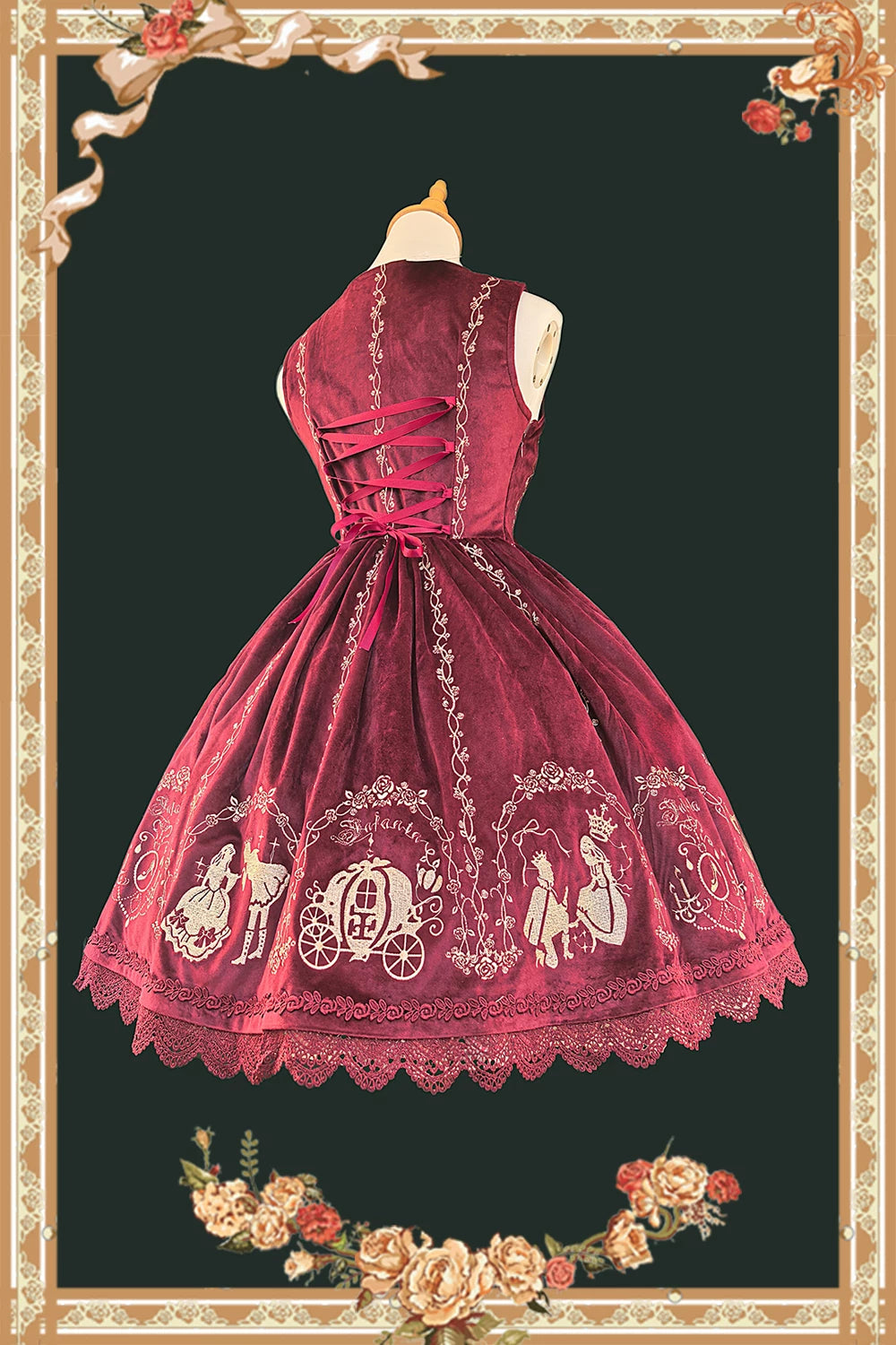 Cinderella - Velvet Classic Lolita JSK Dress, Princess Embroidery 44649:817449