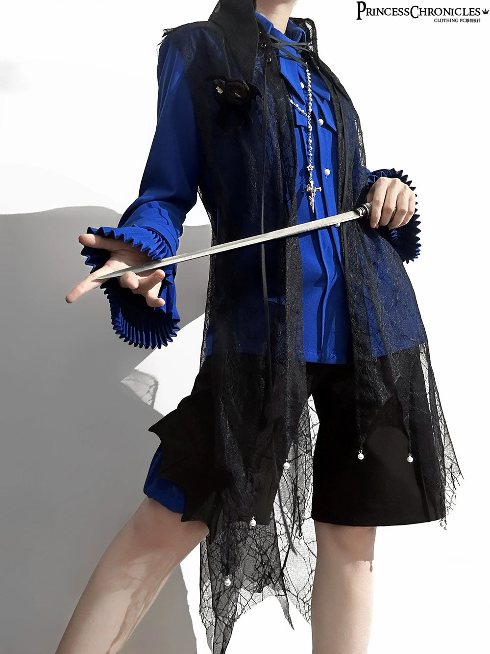 Princess Chronicles - Floating Phantom - Ouji Lolita Shorts Retro Blue Shorts