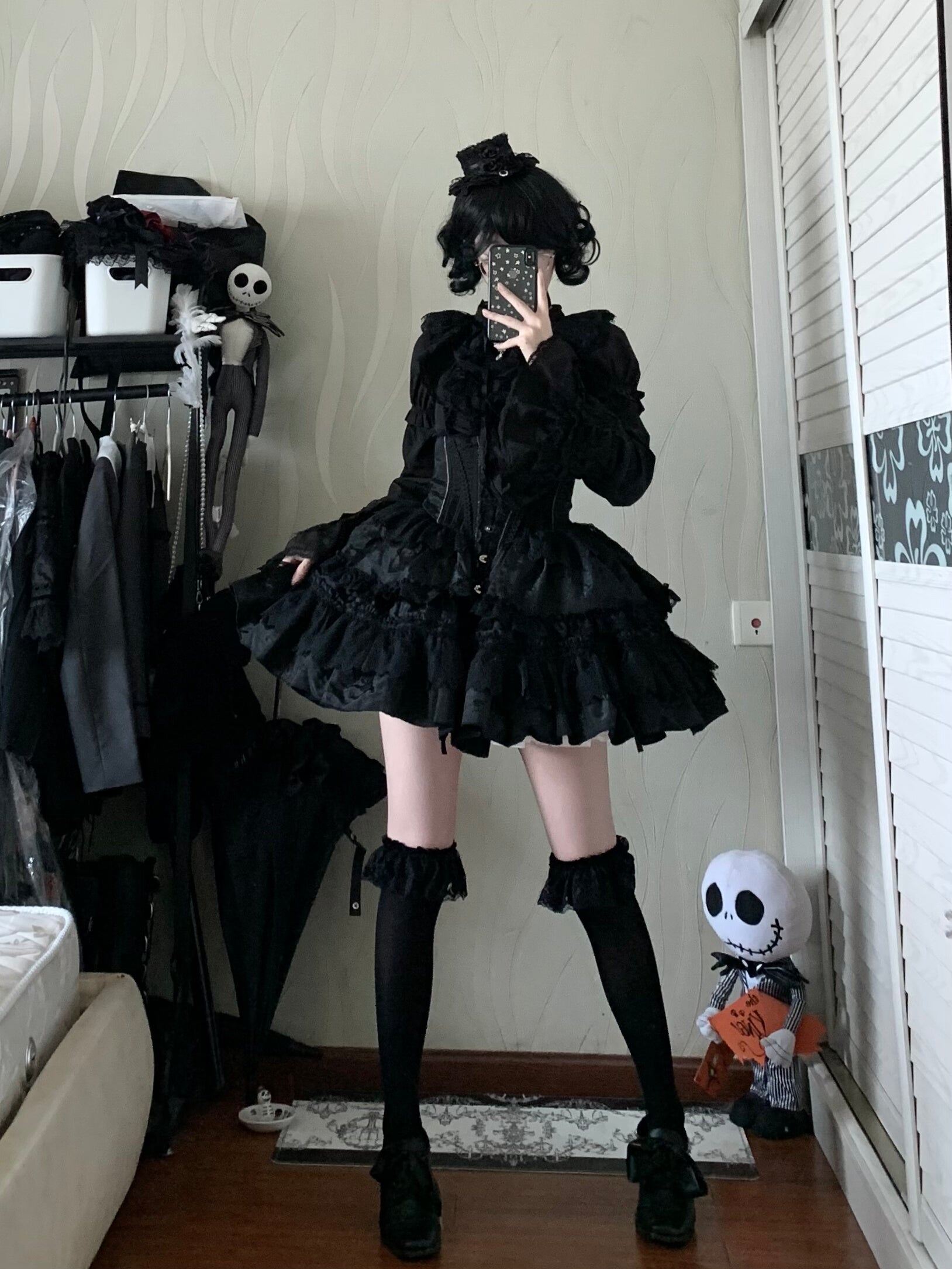 Eclipse Night - Gothic Lolita Shirt Set, Boning Corset Skirt 44391:807283