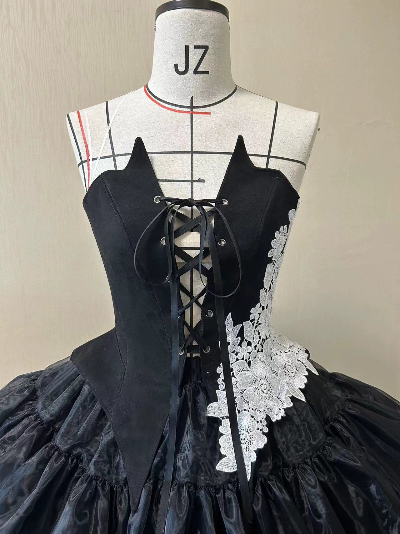 The Cage - Gothic Lolita Fishbone Bodice, Embroidered Appliqués S Single-sided embroidered appliqués