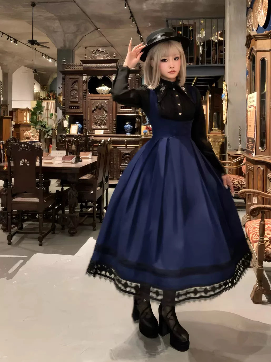 Serenade - Bust-Supporting Elegant Lolita JSK Dress, Three Length Styles 44419:807397