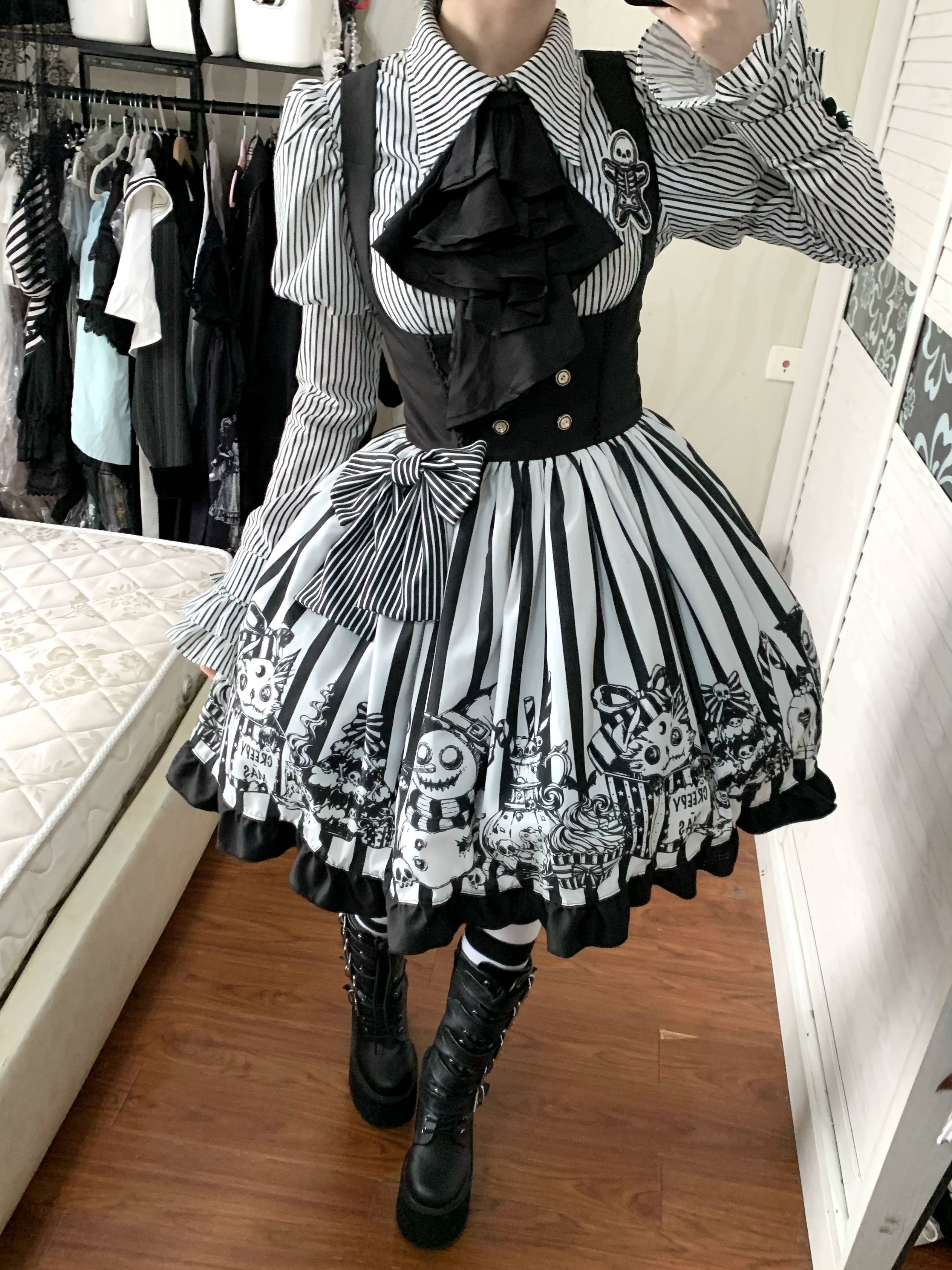 Strange Christmas - Striped Gothic Lolita JSK, Bust Supporting Dress 44412:807182