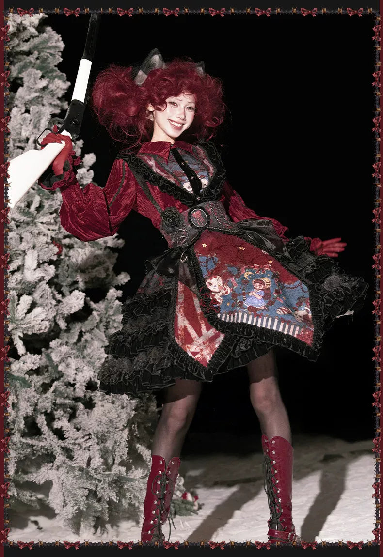 Werewolf Slayer - Gothic Lolita Shirt & Suspender SK Dress Set, Tiered Skirt 44541:811998