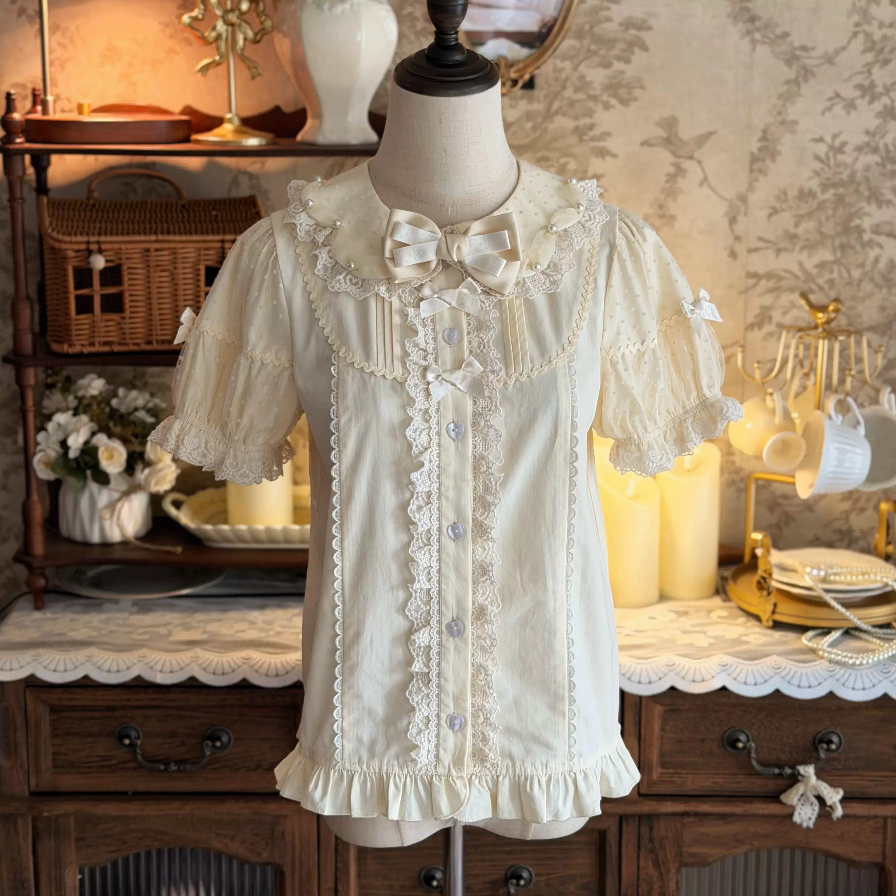 Cocoa Baker - Old School Lolita Dessert Printed OP & JSK Dress with Embroidery (L M S XL / Pre-order) 45486:851015