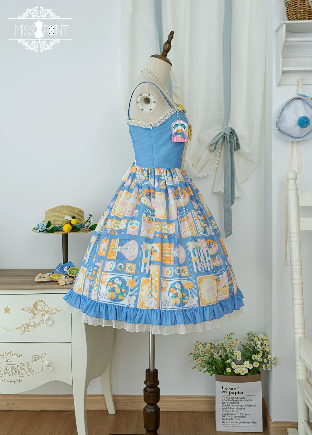 Miss Point~Daisy Lemon~Daily Lolita Lemon Print JSK Customized 21502:310618