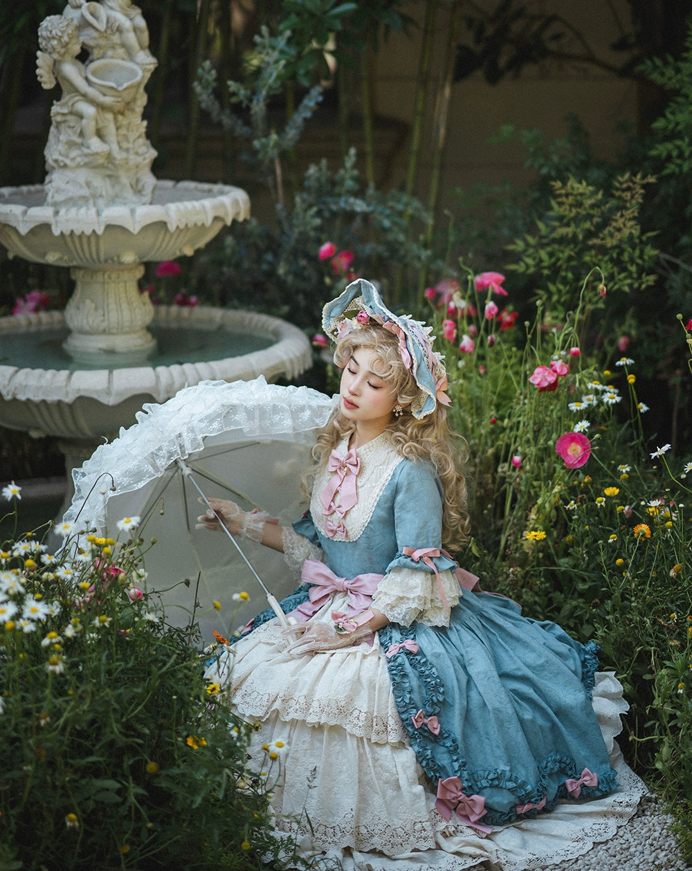 Miss Point~Lilyka Garden~Classic Lolita OP Dress Set Elegant Floral Wall Princess Sleeve 38832:606170