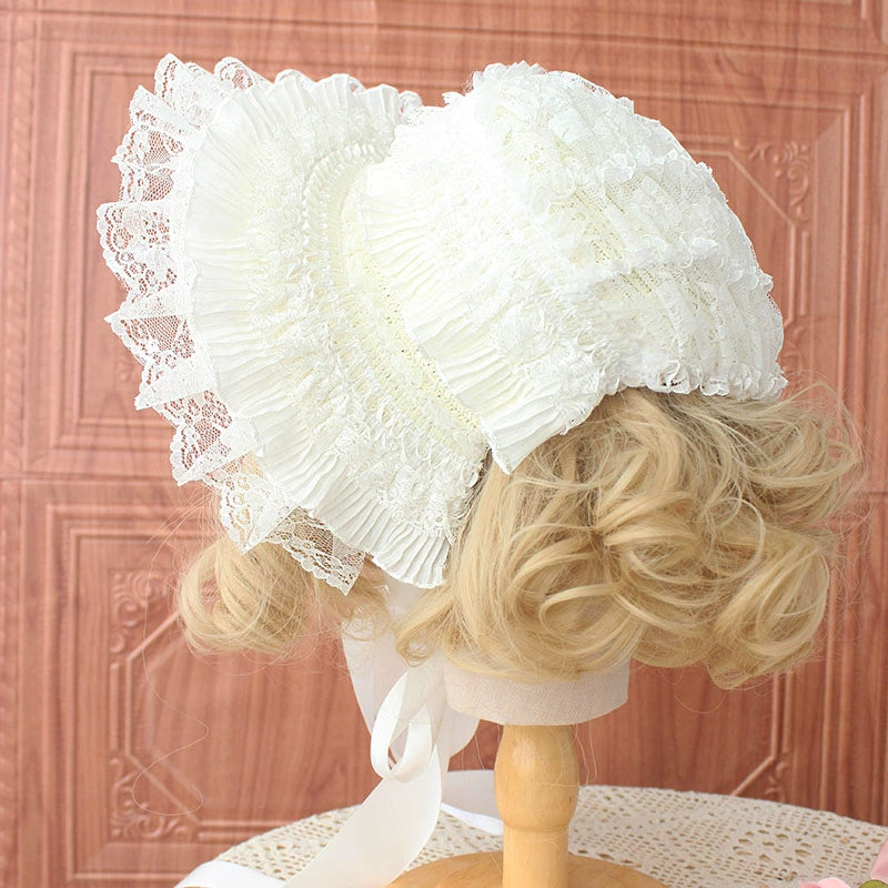 (BFM)Deer Girl~Gothic Lolita Handmade Bonnet with Bows and Beads 34420:461728