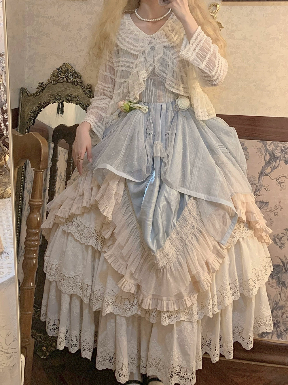 Miss Point - Forest Waltz - Classic Lolita Blouse & Multi-Tiered Ruffles SK 44233:800082