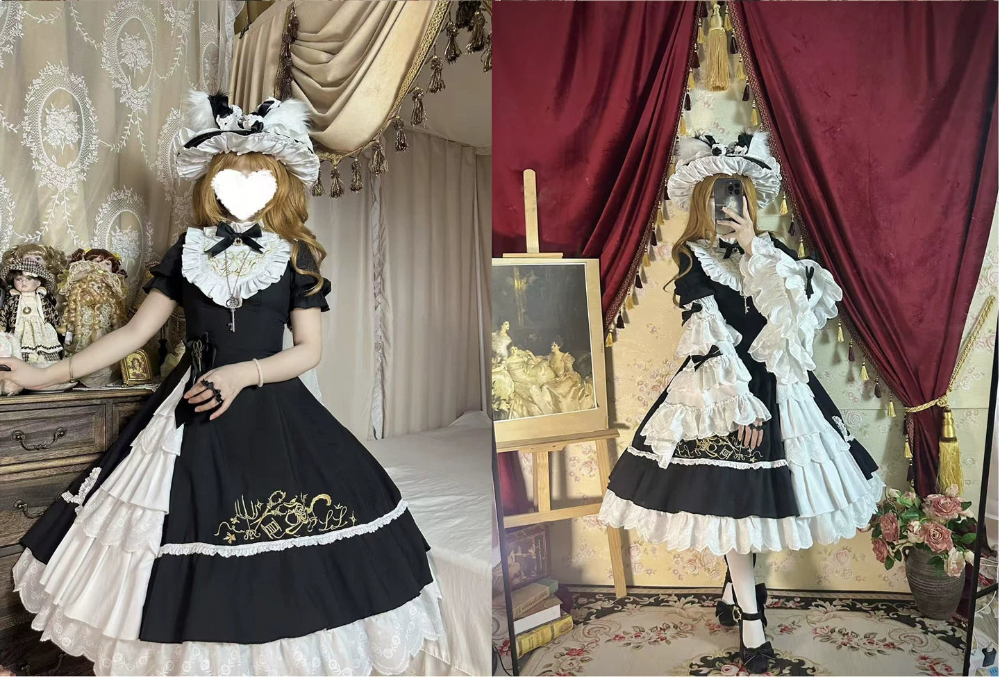Sewing Magic Cat - Classic Lolita Six-Panel OP Dress with Embroidery