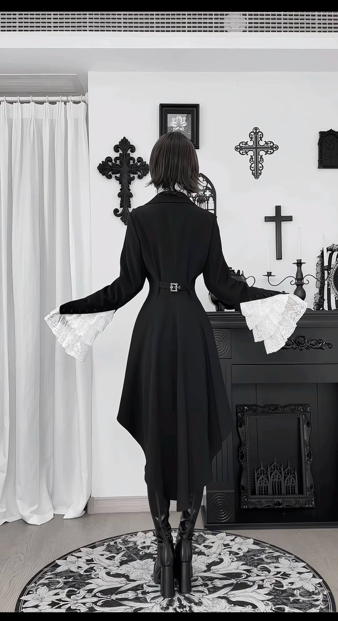 Eternal Night Butler - Gothic Lolita Coat & Blouse Set, Tailcoat Hem 46103:875258
