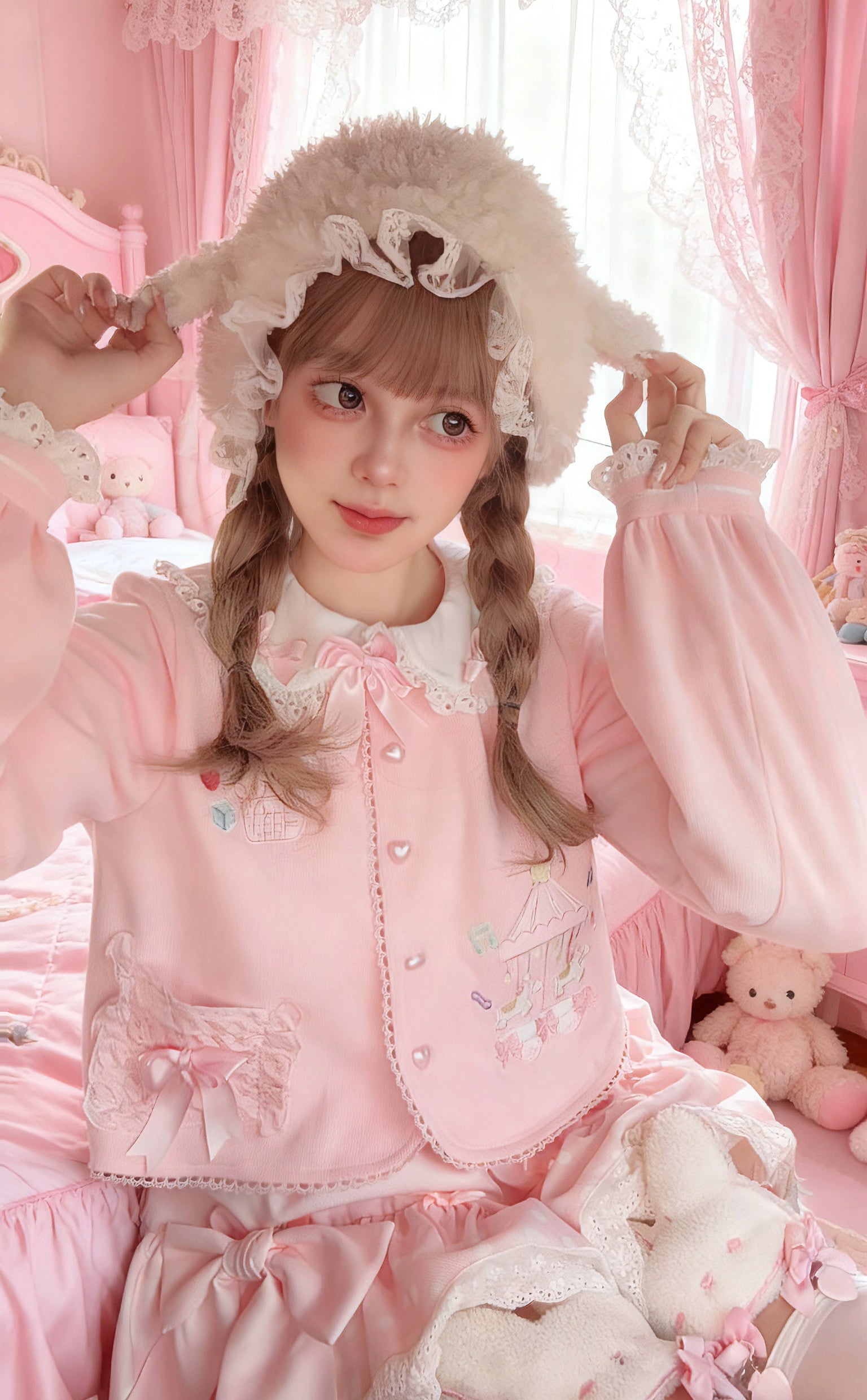 Sissy the shepherd - Dessert Paradise - Embroidered Kawaii Lolita Cardigan, Cotton knitted 44212:798774