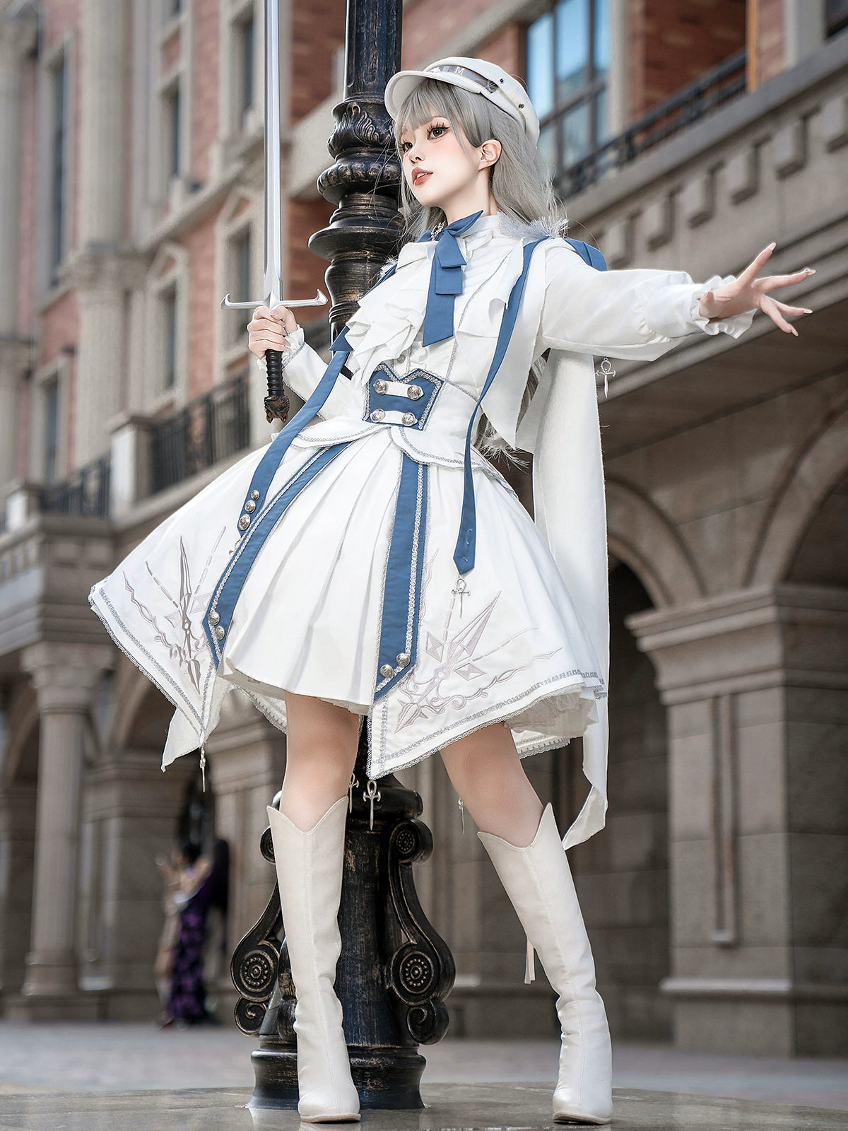 Designer's Gift - Luminous Cavalier - Military Lolita Skirt Set Long-Sleeved Shirt