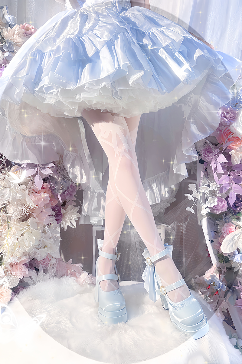 Dreamland - Floating Dream Lily - Elegant Lolita High Heel Shoes, Detachable Bow 39502:621958
