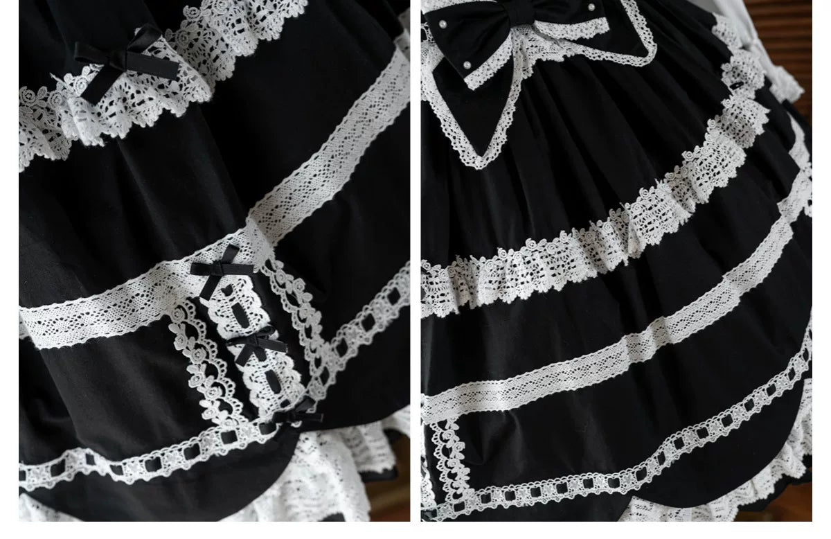 Cream Petal - Cotton Old School Lolita JSK, Layered Tiered Hem 44538:812480