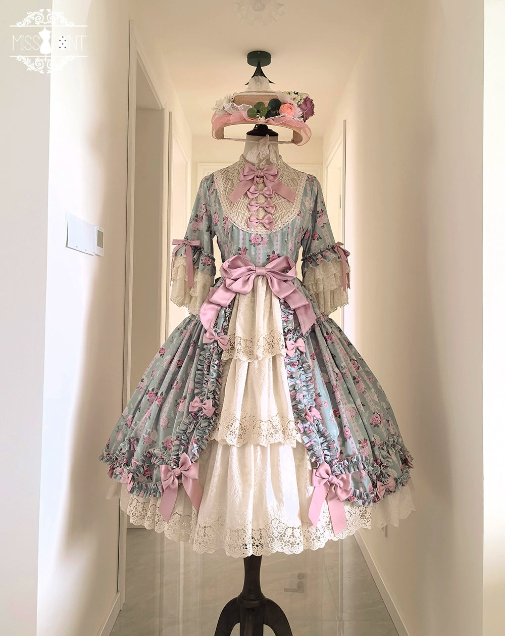 Miss Point~Lilyka Garden~Classic Lolita OP Dress Set Elegant Floral Wall Princess Sleeve 38832:606186