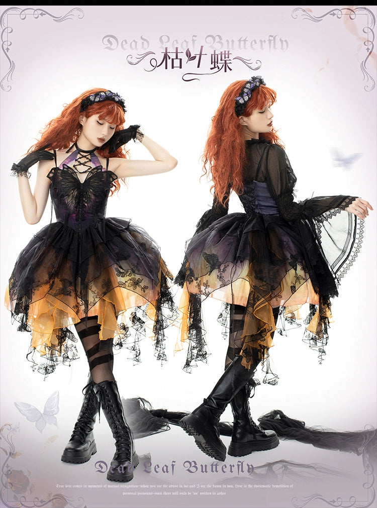 Urtto - Dead Leaf Butterfly - Chiffon Gothic Lolita JSK, Irregular Tiered Skirt 44352:804249