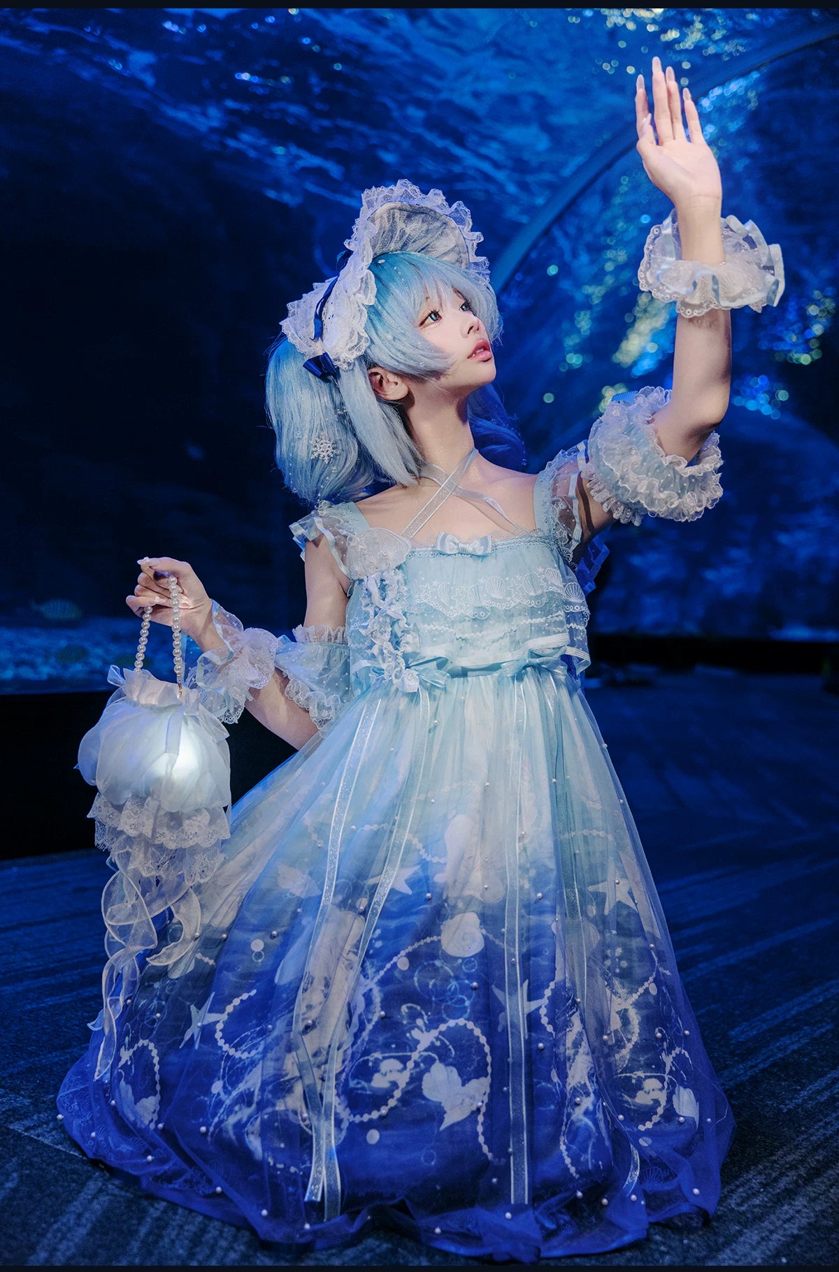 Windchime Jellyfish - Dreamy Sweet Lolita Headdress & Jellyfish Embroidered Brooch 45779:862090