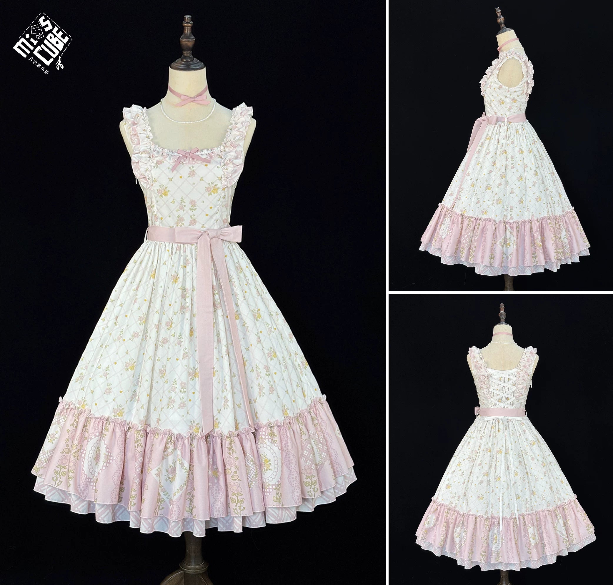 Patchwork Garden 2.0 - Classic Lolita Floral Print JSK Dress, Side Pockets