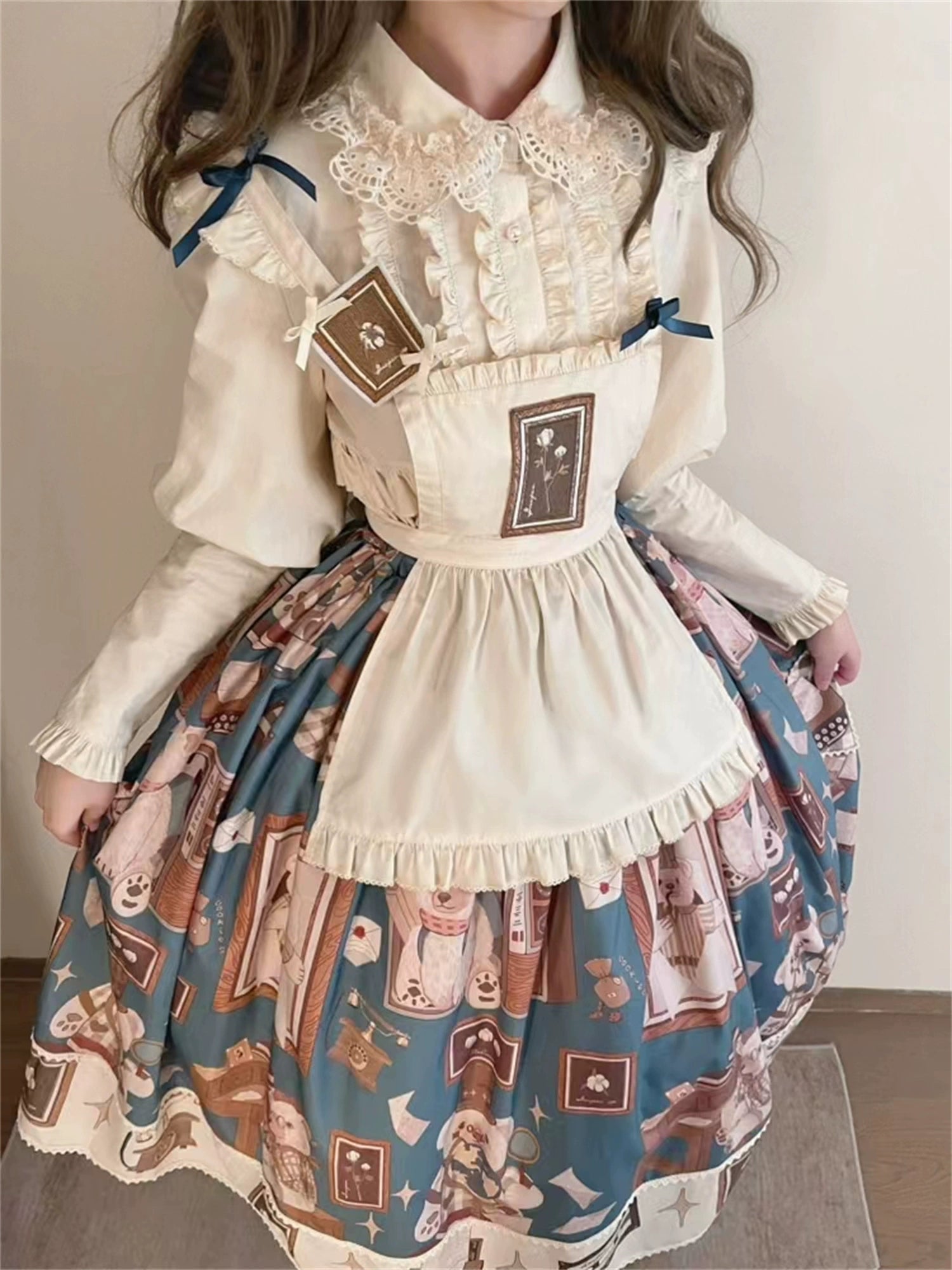 Babyblue~Gretel Bear~Vintage Lolita Dress Teddy Bear Prints Dress 33574:430548