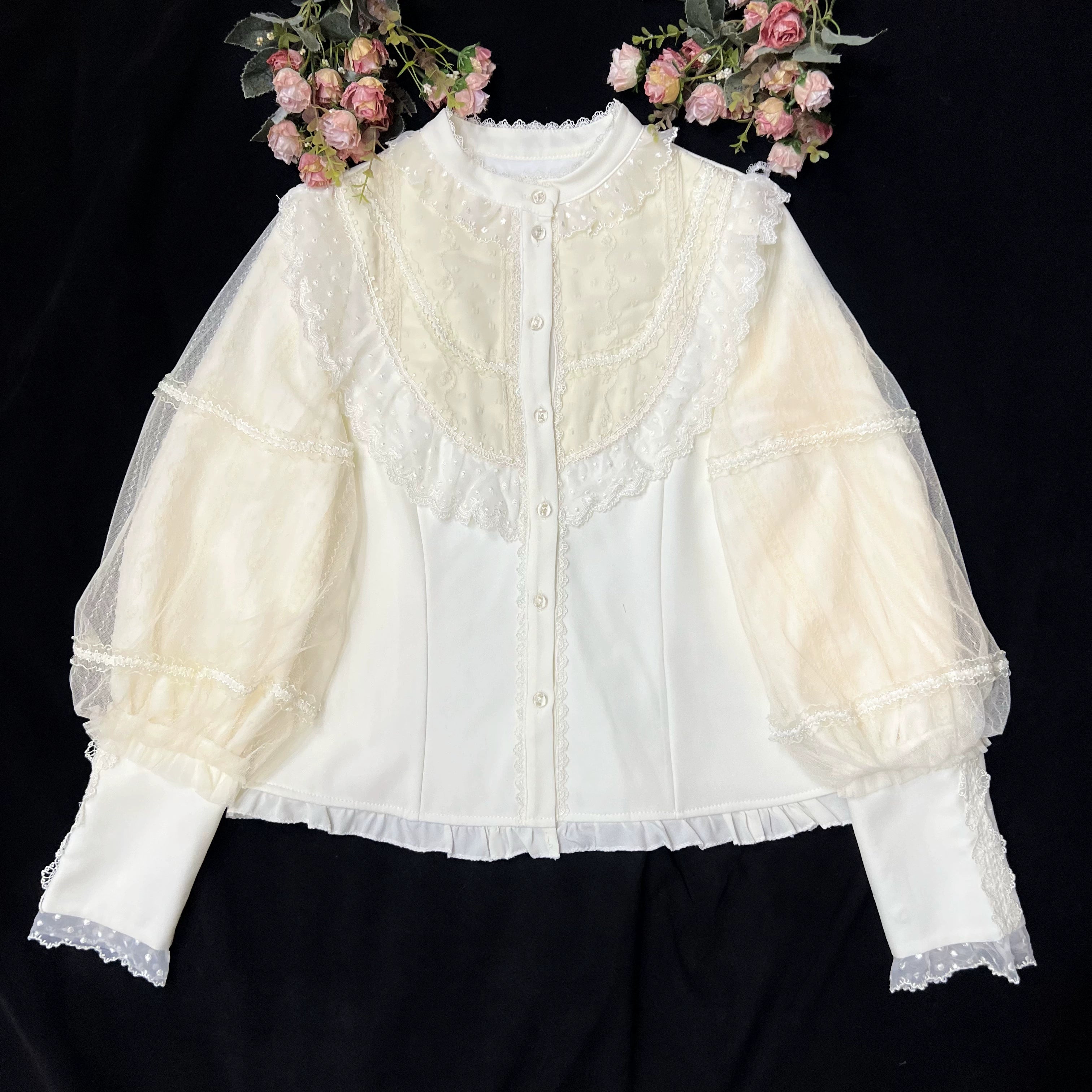 DMFS Lolita - Kawaii Lolita Shirt Winter Lolita Shirt S Apricot with fleece