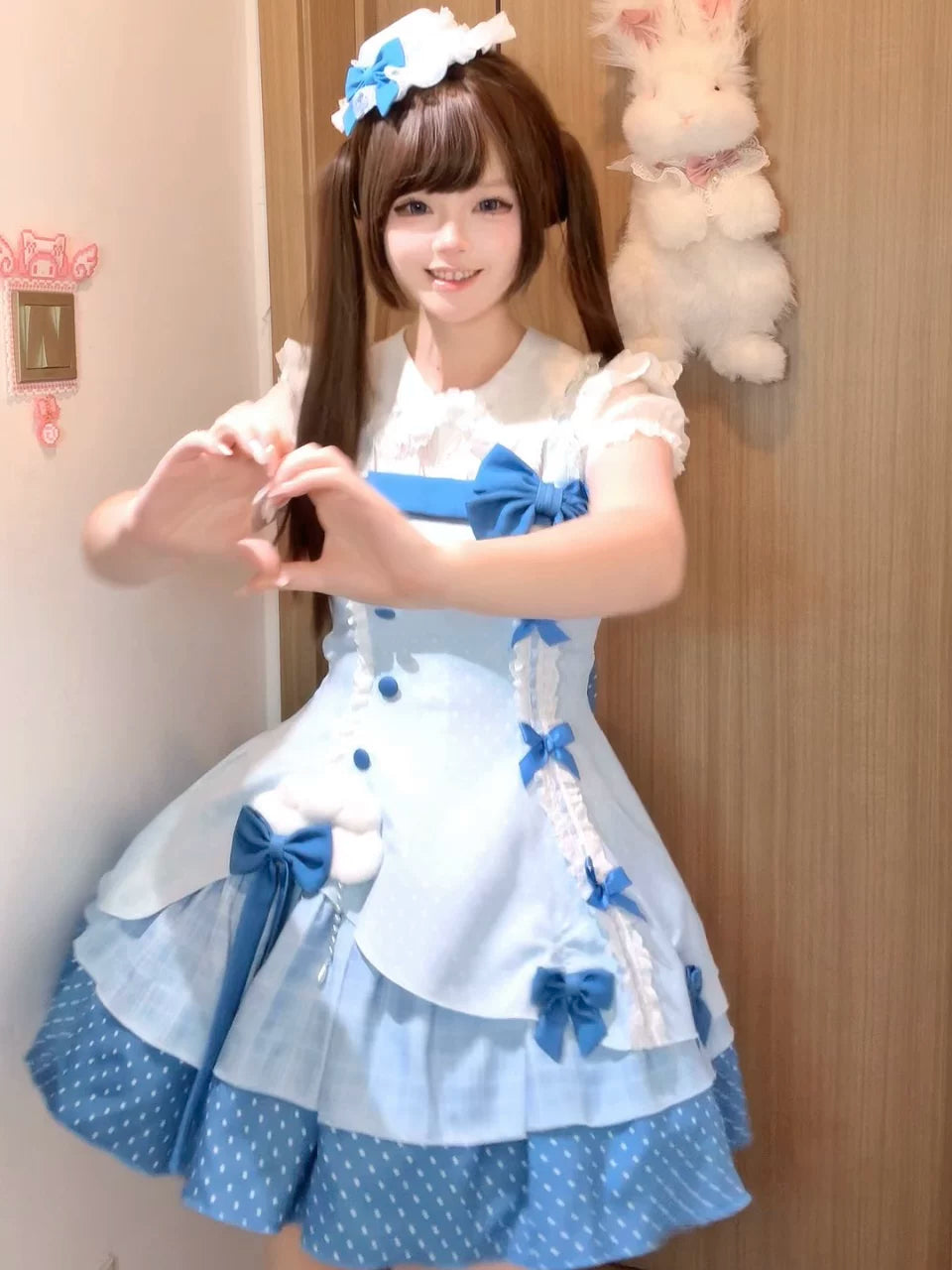 Glass Bottle - Sweet Lolita JSK Dress Set, Polka Dot & Bow Details 45792:862869
