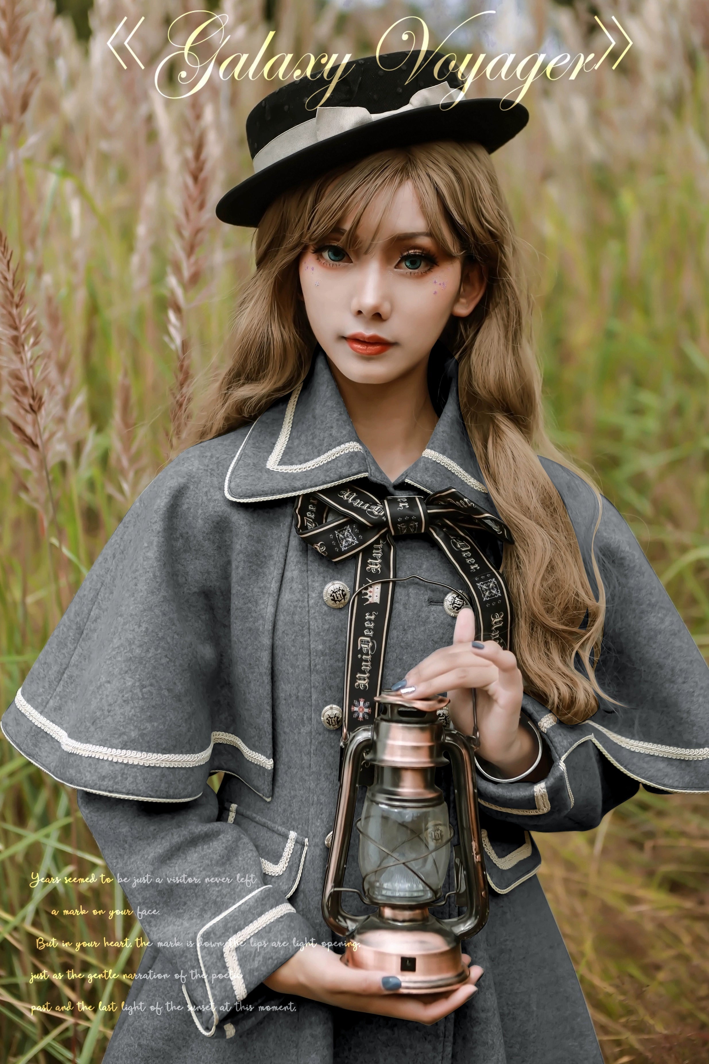 Unideer - Galaxy Traveler - Classic School Lolita Overcoat with Detachable Cape and Bow (2XL L M S XL) 39940:656450