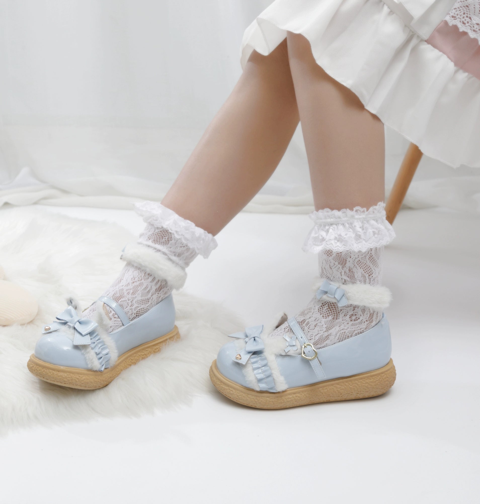 Fairy Godmother~Winter Girly Lolita Shoes Lolita Ankle Strap Shoes 32692:401904