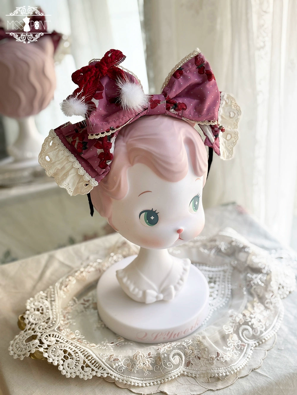 Miss Point - Forest Berry Bunny - Classic Lolita Accessory Cute Rabbit BNT KC and Brooch Pink Aluminum Wire Large KC Only