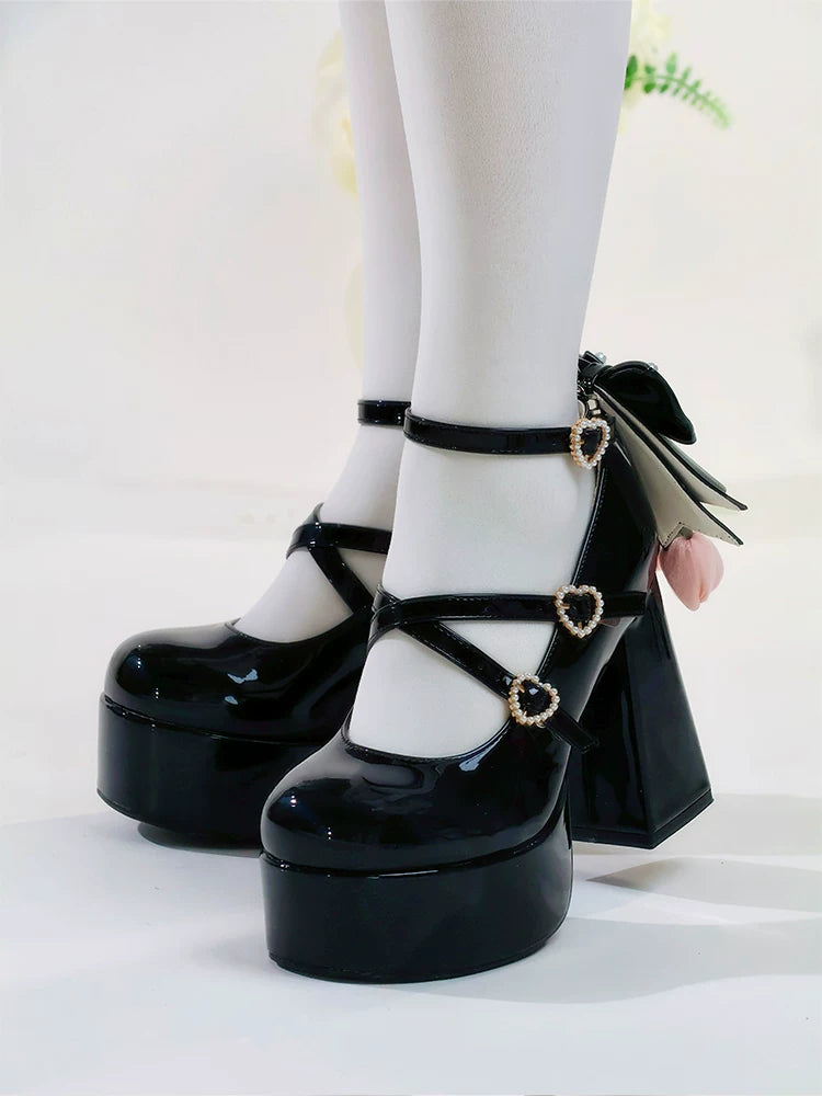 Whispering Tulip - Classic Lolita Heel Shoes, Detachable Tulip Bow 44633:816550