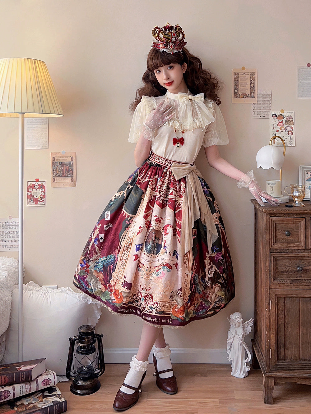 Miss Point~Kaleidoscope~Classical Lolita Shirt Dot Gauze Detachable Puff Sleeve Blouse Customized 35392:488836