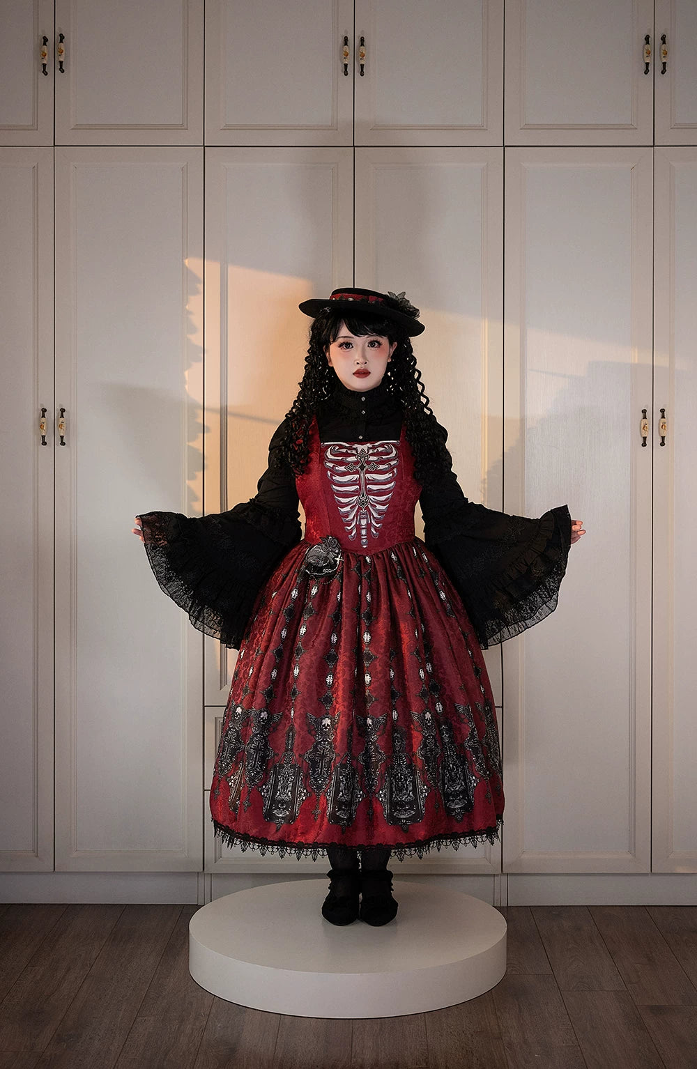 Moonnight Return - Gothic Lolita JSK Dress, Skeleton & Cross Print 44638:816239