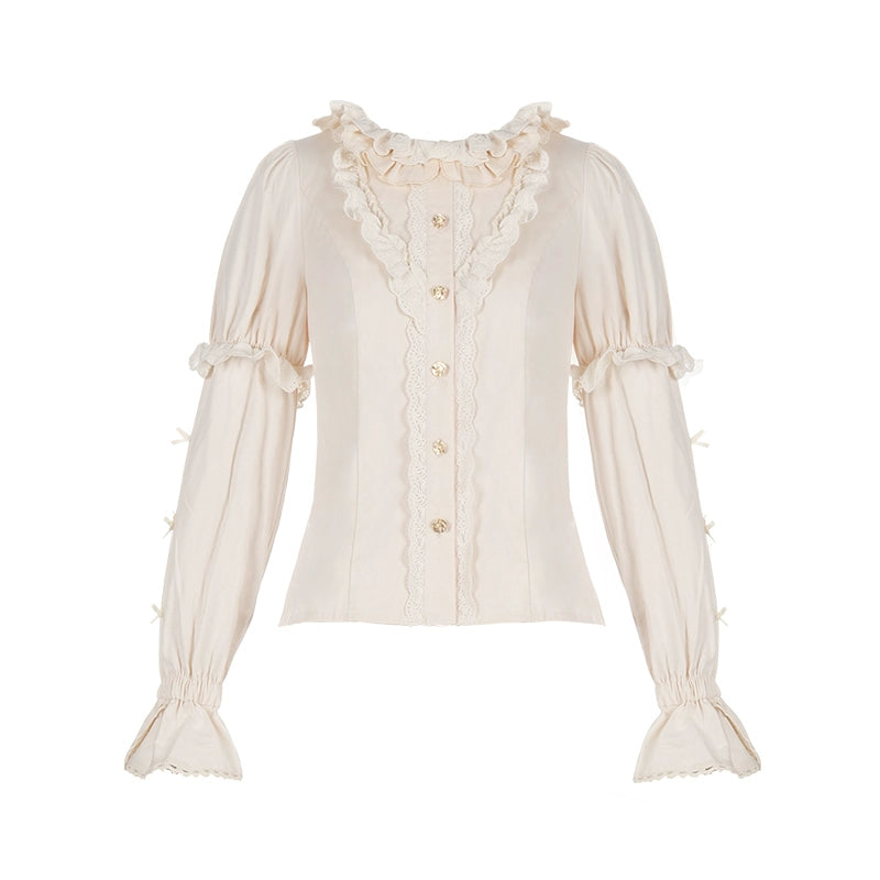 With PUJI - Music Box - Classic Lolita JSK Suit Ballet Cake Skrit Ivory blouse only (in stock) S