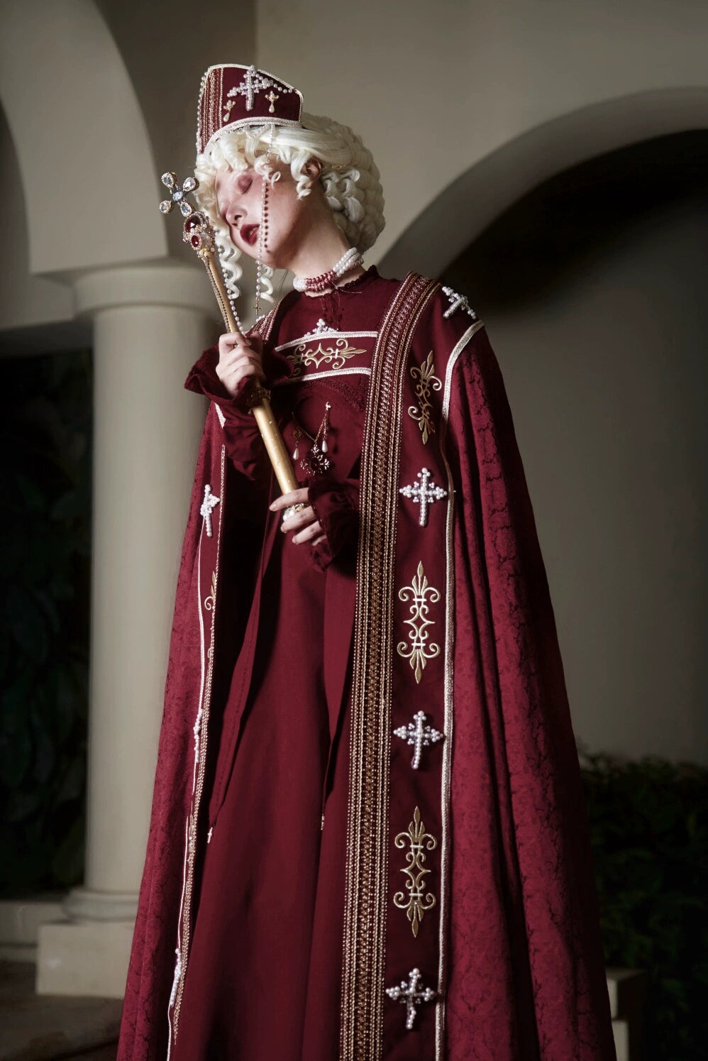 LeMiroir - Moonlit Prayer - Nun Lolita Crown, Elastic Headscarf